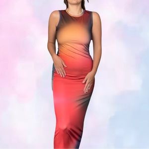 Retro thermal bodycon maxi dress